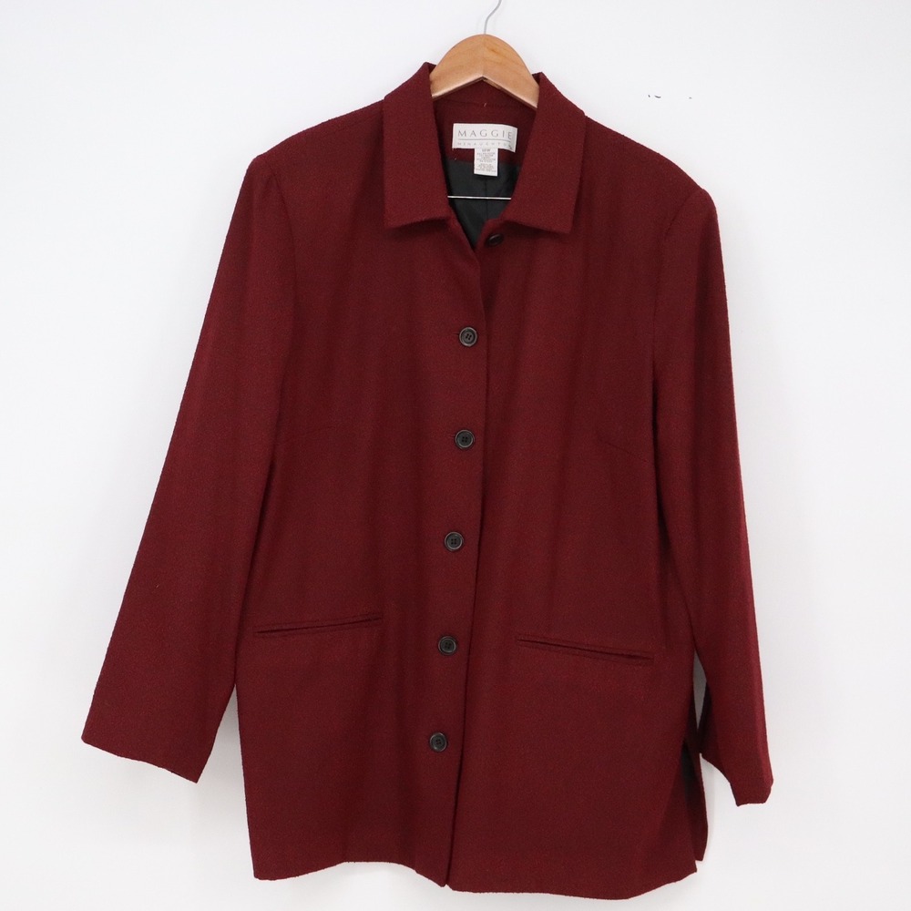 Maggie McNaughton Blazer Womens 18W BKR Burgundy Button Front Lined Excellent